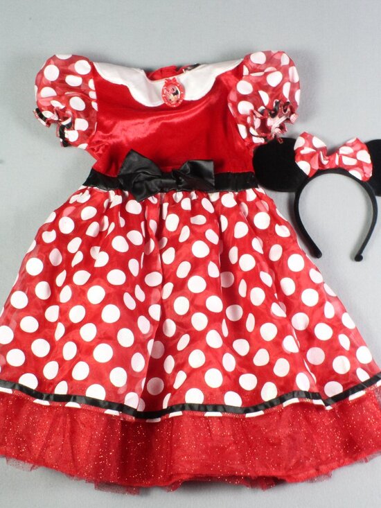 Disney Other - Classic Minnie Mouse Girls Costume Dress Ears Size S 6/6X Disney Used